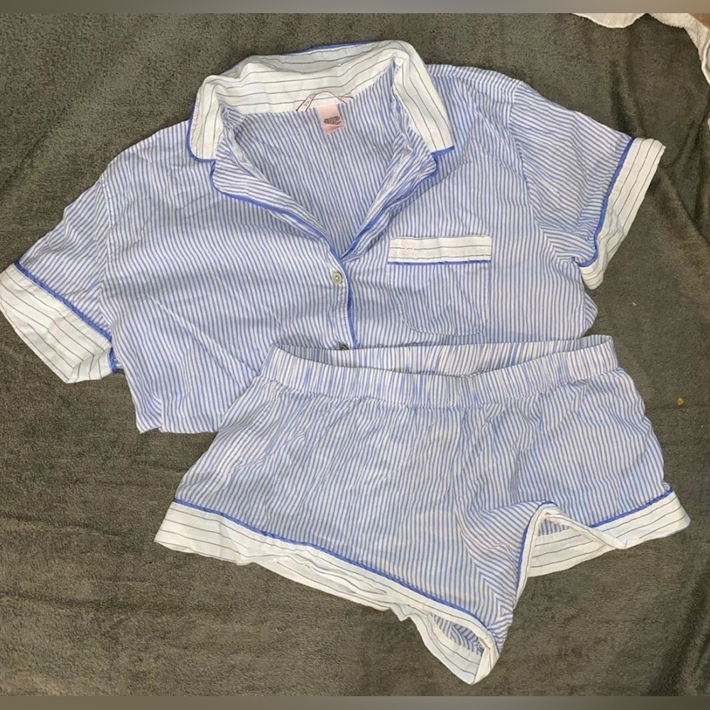 Victoria's Secret NEW striped blue pajama short set